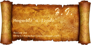 Hegedűs Izsó névjegykártya